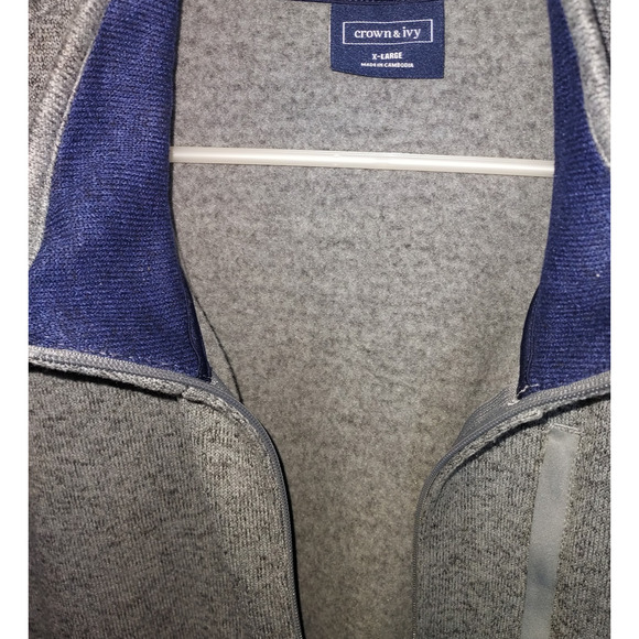 Crown & Ivy Men's Vest XL Poly Fleece Full Zip Front Outdoor Casual Gray - Picture 5 of 5